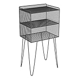 Nachttisch Eisen Nachttische Metall Nachttisch mit 2 offenen Lagern Minimalistische Art Hoher Endtisch for Schlafzimmer Wohnzimmer Büro 23.6 'H Bedside Table (Color : Schwarz)