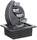 Zen'Light - Zimmerbrunnen Wasserfall V2 4 Ebenen in Natursteinoptik mit farbigem LED-Licht - Moderne Zen Tischdekoration, Ideal für Meditation und Entspannung - H 26 cm