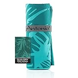 Antonio-Mikrofaser Strandtuch & Badetuch L 160 x 80 cm Türkis-grün Damen & Herren Strand-Handtuch & Bade-Handtuch schnelltrocknend leicht groß - Microfaser Towel Handtücher für Yoga, Sport, Unterwegs
