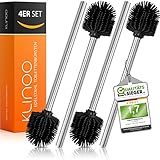 KLINOO Premium Set Toilettenbürste schwarz Bürstenkopf mit Edelstahl Griff WC Bürste rostfreie Klobürste - Ersatztoilettenbürste - Ersatzklobürste (4 Bürsten)