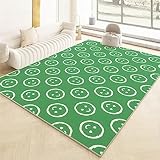 DJHWWD Teppich Für Balkon Wohnzimmer Teppich Grün Einfaches Smiley-Muster Schlafzimmer Anti-Milben Wohnzimmer 180X250Cm Outdoorteppich 5Ft 10.9''X8Ft 2.4''