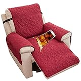 EXTLEZSA Sesselschoner Für Fernsehsessel, 100% Wasserdicht 1 Sitzer Sesselschoner Reversibler Gesteppter Relaxsessel Sesselauflage rutschfest Anti-Rutsch Antifoulin Sessel-Überwürfe (Weinrot)