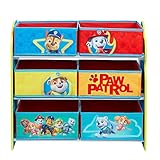 PAW PATROL - Regal zur Spielzeugaufbewahrung mit sechs Kisten für Kinder, 63,5 cm (B) x 60 cm (H) x 30 cm (T)