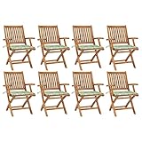 INLIFE Klappbare Gartenstühle mit Kissen 8 STK. Massivholz Teak,74.92kg,3072789