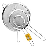Jojeys Sieb Set in Drei Verschiedenen Größen – Metallsieb aus Rostfreiem Edelstahl, Feinmaschiges Sieb – Küchensieb edelstahl zum Kochen, zum Backen - Spülmaschinenfestes