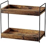 EWEMOSI Standregal Holz Arbeitsplatte Küchenregal mit 2 Ebenen Gewürzregal Metallstütze Badzimmer Aufbewahrung Regal Gewürzhalter Gewürzständer Organizer Vanity Tray