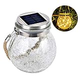 FAMKIT Solarlaterne, Solarleuchten Weihnachten Hof Dekoration, Hängende Glas Jar Solarleuchten Outdoor Wasserdicht Glas Laterne Tischlampen Tolle Outdoor Rasen Dekor für Garten, Hof, Terrasse, Rasen