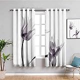 SPADEACES Gardinen Wohnzimmer Schlafzimmer 3D Druck Einfache Blumenmode Muster Blickdichter Vorhang Verdunkelungsvorhänge Ösenvorhang 2Er Set Fensterdekoration Vorhänge Blickdicht 336X230Cm (BxH)