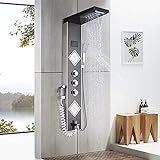 Onyzpily LED Duschpaneel Edelstahl Mit Temperaturanzeige Und 2 Massagedüsen Duschsystem Regendusche Wasserfall Mit Handbrause Duschsäule Für Badezimmer