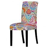 Patchwork Drucken Stuhlhussen Set Stretch Beschützer Stuhlbezug Stuhlüberzug, Morbuy Universal Elastische Spannbezug Hochzeit Weihnachten Partys Bankett Hotel Dekor (Wunderschönes Mandala,4 Stück)