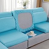 High Stretch Sofa Sitzkissenbezug 1 Stück Kühler Sofakissenbezug Für Den Sommer Elastischer rutschfest Kissenbezüg Kissenbezug (Blau,Rückenlehne)