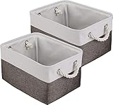 Wäschekorb, Aufbewahrungskorb, Aufbewahrungskorb-Set, 2er-Pack, faltbare Stoff-Aufbewahrungskorbbehälter, stabile Würfelbox, zusammenklappbarer Organizer, Kaffee & Weiß M (Color : Coffee+White, Size