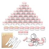 60 Stück Döschen, PAMIYO 5ml Leerdose klarer Tiegel, Cremedose Leer Transparent Tiegel mit Schraubverschluss Reise Töpfchen Döschen Set, für Lotion, Creme, Mini-Kerzen, Kosmetik-(Rosa)