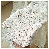 MUYUNXI Spitzenstoff Meterware Zum Nähen Für Nähen Handwerk Hochzeit Deko Party DIY Crafts 150 cm Breit Meterware Verkauft(Color:Reis weiß gewellter Rand)