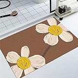 Badezimmerteppich Super Absorbierende Rutschfester Badematte, Badematten Badteppich 80x150cm Badvorleger Schnelltrocknende Waschbare Badematte Home Rug, Badmatte Bodenmatte Floor Mat Weiße Blumen