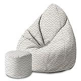 DreamRoots Bean Bag 80x80x120cm - Sitzsack mit Lehne und Hocker und Bezug - Sitzkissen Boden - Chill Sack - Bubibag Sitzsack - Sitzsack mit Füllung - Sitzsack Erwachsene mit Füllung M-Geo2