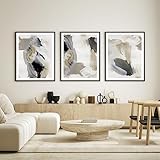 Kunstbild 3-Teilig Abstraktes Aquarell-Poster Minimalistisches Leinwandgemälde Nordischer Kunstdruck Modernes Wandbild Wohnzimmer Schlafzimmer Heim Dekoration-50*70Cm/20*27 Zoll (Kein Rahmen)