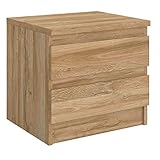 CARO-Möbel Nachttisch Aster Nachtschrank Nachtkommode mit 2 grifflosen Schubladen in Wildeiche