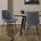 ML-Design 6er Set Esszimmerstühle mit Rückenlehne, Anthrazit, Küchenstuhl mit Kunstlederbezug, Polsterstuhl mit Metallbeinen, Ergonomischer Esstischstuhl, Esszimmerstuhl Wohnzimmerstuhl Küchenstühle
