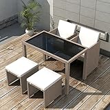 Yolola gartenmöbel Set 5 teilig Rattan gartenmöbel Set Garten essgruppe Rattan 4 Personen balkonmöbel Kleiner Balkon terassenmöbel außen