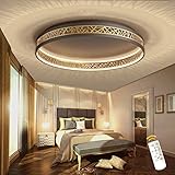 AOEH LED Deckenleuchte Mit Fernbedienung Dimmbar Deckenlampe Wohnzimmer Schlafzimmer Lampe, Rund Schwarz Gold Aushöhlen , Deckenlampe Aus Eisen Esszimmer Büro,52cm