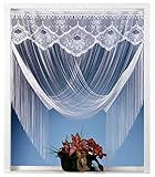 Fadengardine Vorhang Scheibengardine raffbar Jacquard Bordüre Blumen weiß HxB 205x150 cm mit Zwei Deko-Varianten Store Raffgardine KÜRZBAR .auspacken, aufhängen, fertig! Gardine Typ32