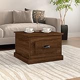 JUNZAI Couchtisch, Wohnzimmertisch, Coffee Table, Living Room Table, Beistelltisch, Kleiner Tisch, Sofatisch, Telefontisch, Sofa Tisch, Braun Eichen-Optik 50x50x35 cm Holzwerkstoff