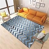 AU-SHTANG Teppich esszimmer Blauer Teppich, Anti statischer und rutsch Fester Teppichteppich Wohnzimmer,Blau,100x160cm