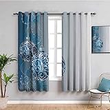 Vorhang Blickdicht Ösen - 3D Blaue Kugelmusterkunst Muster Ösenschal 2Er Set, Schallschutz Thermo Vorhänge, Gardinen Wohnzimmer Modern, Verdunkelungsvorhang Schlafzimmer Fensterdekoration 336X230Cm