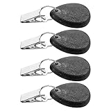 iEFiEL 4/8 Stück Tischdeckenklammern für Draußen Herzform Tischtuchbeschwerer aus Naturstein Outdoor Garten Tischdeckenhalter Tischdeckengewichte mit Klammer Schwarz C 4Pcs