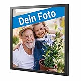 PHOTOLINI Bilderrahmen mit Foto selber gestalten, Fotorahmen Schwarz 30x30 cm personalisiert mit Bild | Echtholz-Rahmen mit Acrylglasscheibe | Foto-Bilderrahmen | Holzrahmen Schmal