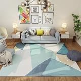 DJHWWD Teppich Für Schlafzimmer Teppich Salon Blau Graffiti-Dreiecks Muster Teppichboden Für Das Schlafzimmer Langlebig Zimmer Teppich Teppich Teenager Mädchen Blau 120X180Cm 3Ft 11.2''X5Ft 10.9''