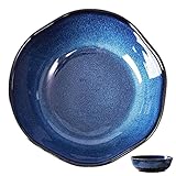 Qeeadeea Salatschüssel Groß, 1600ml Salad Bowl, Blau Ramen Schüssel, Salatschüssel Keramik 23cm