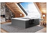 MEBLINI Boxspringbett mit Bettkasten - Gepolstert Doppelbett mit Matratze und Topper - Polsterbett mit Stauraum - Bett ohne Kopfteil - Stauraumbett - Lionel - 140x200 - H3/Dunkelgrau Webstoff