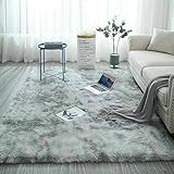 Catalpa Blume Teppich in Silbergrau Hochflor Shaggy Teppiche Langflor Wohnzimmer Pflegeleicht 160x230cm