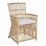 Casa Moro Rattan-Sessel SUSILA Honig mit Kissen Armlehnstuhl aus Natur-Rattan handgeflochten Boho Chic Korb-Stuhl Korb-Sessel Retro-Stuhl für Garten Terrasse Esszimmer CF3101