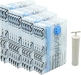 Amazon Basics Vakuumbeutel für Kleidung mit Luftdichtem Ventil und Handpumpe - 2 x X-Jumbo, 5 x Jumbo, 4 x Groß, 4 x Mittelgroß, 15er-Pack