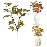 Yamjisen Raumteiler Pflanzen Künstliche Blätter Küchenpflanzen Herbst für Zuhause Ahorn Stämme Thanksgiving Blätter gefälschte Outdoor-Dekor Verzweigung Frank Flechtwaren