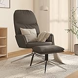 ZEYUAN Relaxsessel, Fernsehsessel, Lesesessel, Armsessel,Relax Sessel, TV Sessel, Einzelsessel, Seselstuhl Wohnzimmer, Polstersessel, mit Hocker Dunkelgrau Wildleder-Optik