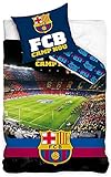 BERONAGE Wende-Bettwäsche FC Barcelona Camp NOU Bordeaux/blau 100% Baumwolle - Linon/Renforcé - Fußball-Bettzeug - Primera Division Bettbezug Fan-Bettwäsche Fussball-Bettwäsche deutsche Größe