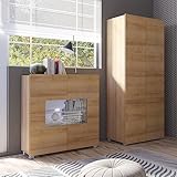 Lomadox Jugendzimmer Set 2-teilig mit Kleiderschrank 2-TRG., Highboard in Eiche Nb. Modern