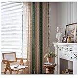 Homxi Voile Gardinen Vorhang 2er Set 2 x 150W x 260H cm,Vorhang Schlafzimmer Transparent Beige Grün Blumen und Quasten Vorhänge Wohnzimmer Rod Pocket