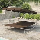 RAUGAJ Outdoor-Loungebett mit Himmel und Kissen, braun, Outdoor-Loungebett mit Himmel und Kissen, Braun