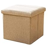 KAyziu Würfel-Fußstütze, zusammenklappbare Leinen-Aufbewahrungstruhe, Fußhocker, Spielzeugkiste, Schuhbank mit Deckel, geeignet für Flur, Terrasse, Wohnzimmer, 30 x 30 x 30 cm (12 x 12 x 12 Zoll),