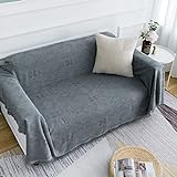 Homxi Couchbezug Zweisitzer,Sofahusse Überzug Einfarbig mit Raute Baumwolle Sofa Überwurf Sofa Handtuch Grau Sofa Bezug 130x180CM
