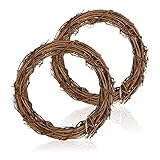 com-four® 2X DIY Deko Holz-Kranz zum basteln - Kranz aus Rattan zum Dekorieren z.B von Fenstern, Tische und Türen (2 Stück - Kranz Ø20cm Hellbraun)