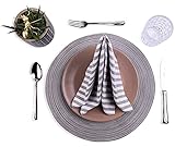 12 x Stoffservietten weiß - grau gestreift von mon bijou® - I 100% Baumwolle I 45 x 45 cm I Servietten Ideal für Ostern, Hochzeit, Festtage I Weihnachten, Küche, Esstisch-Dekoration