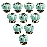 PsmGoods® Europa-Art-Keramik-Kürbis-Weinlese-Tür-Fach-Knöpfe für Dresser Kitchen Cabinet Pulls Schrank Griffe 10Pack (Light Blue)