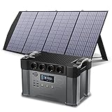 ALLPOWERS Tragbares Powerstation (S2000) 1500Wh Mobiler Stromspeicher AKKU Solar Generator 2000W (Spitze 4000W) Steckdose mit 200W Faltbares Solarpanel für Camping, Garten, Heimwerken, Notfall