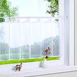 Yujiao Mao 1er Pack Voile Weiß Scheibengardine mit Schlaufen Küchen Vorhang, H/B: 45/90cm